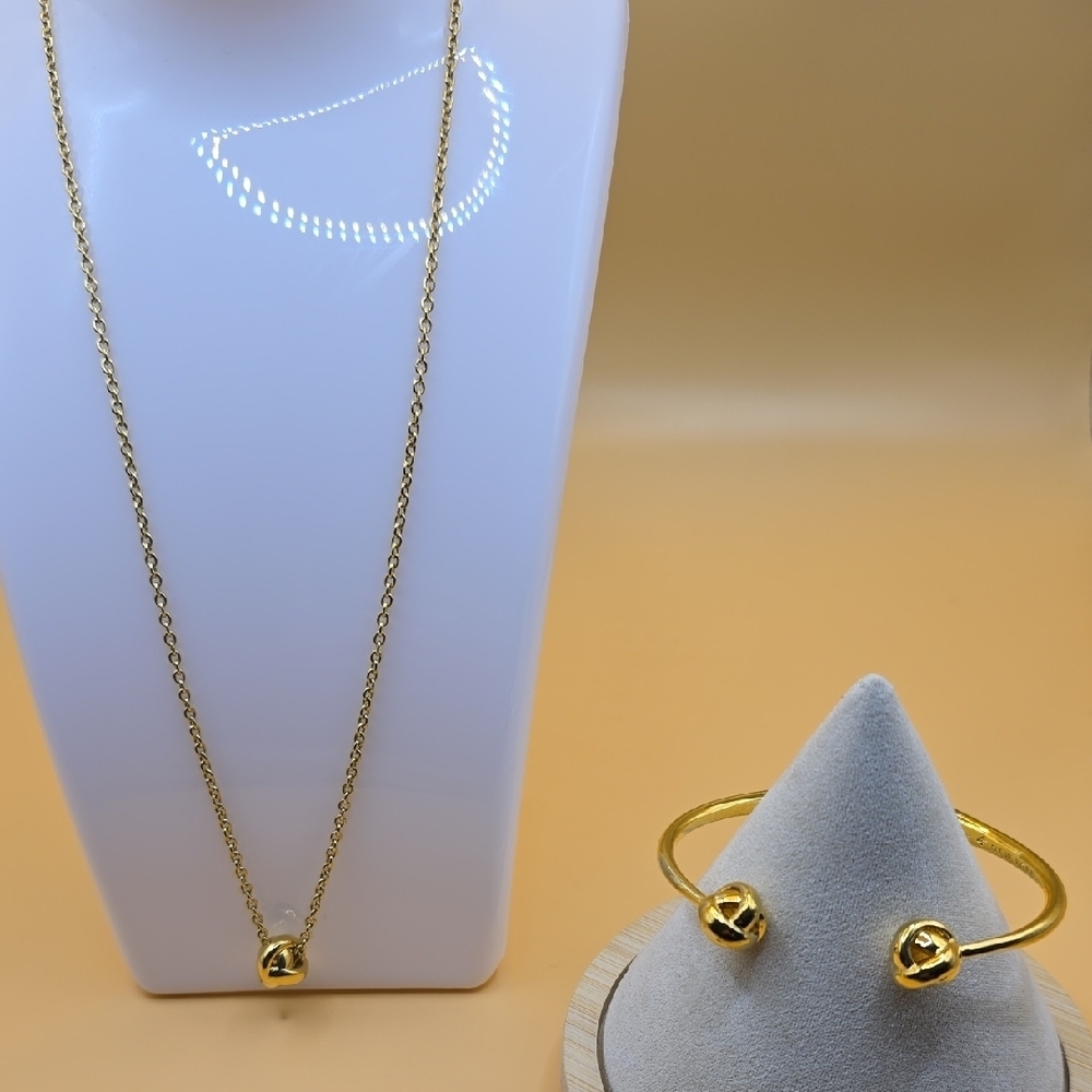 Kate Spade Knot Necklace And Cuff Bangle Set
